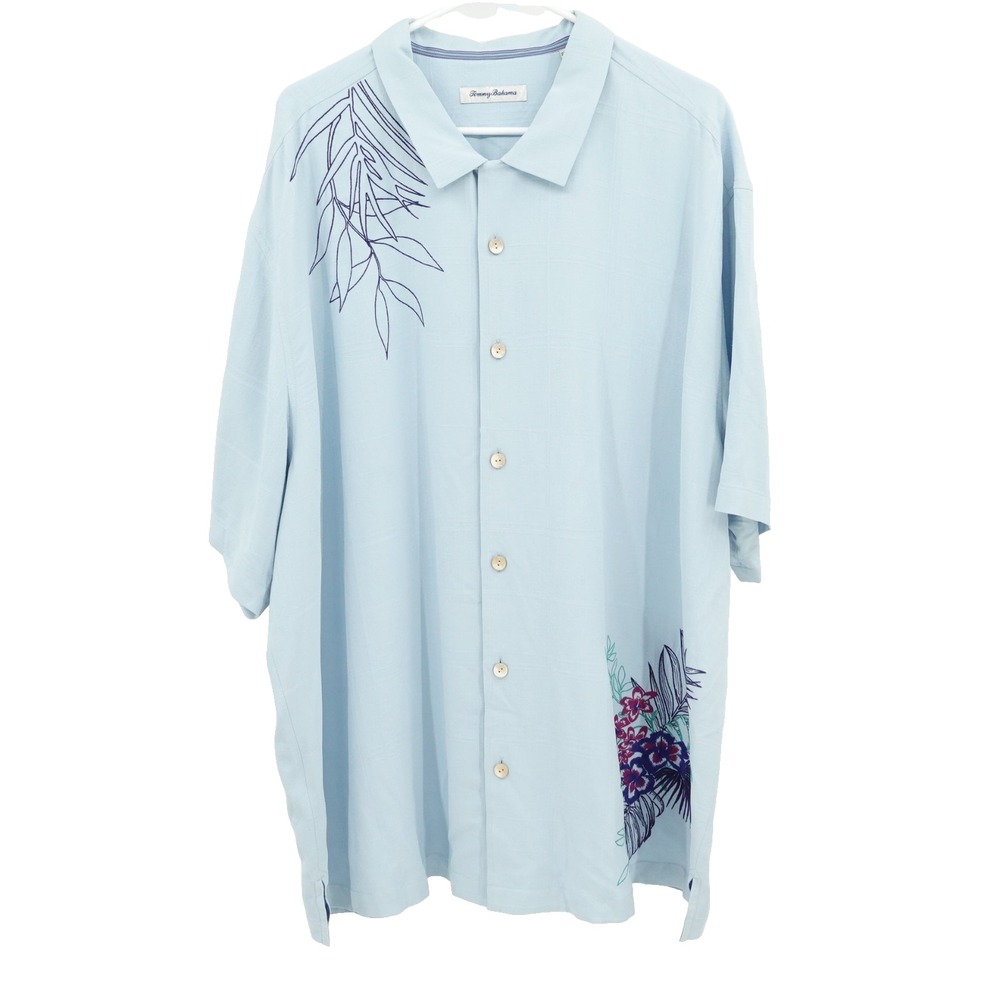 Tommy Bahama Shirt SZ 2XLB Silk Floral Embroidered Travel Vacation Miami NWT